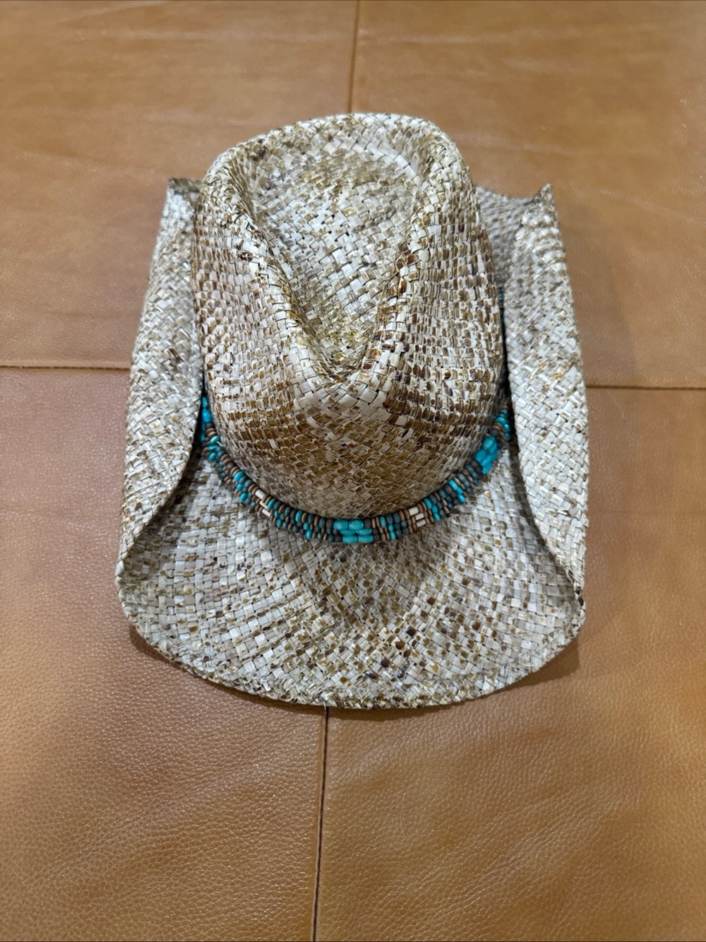 Sun N Sand Women’s Straw Cowboy Hat Beaded Band Western Beach Cowgirl One Size